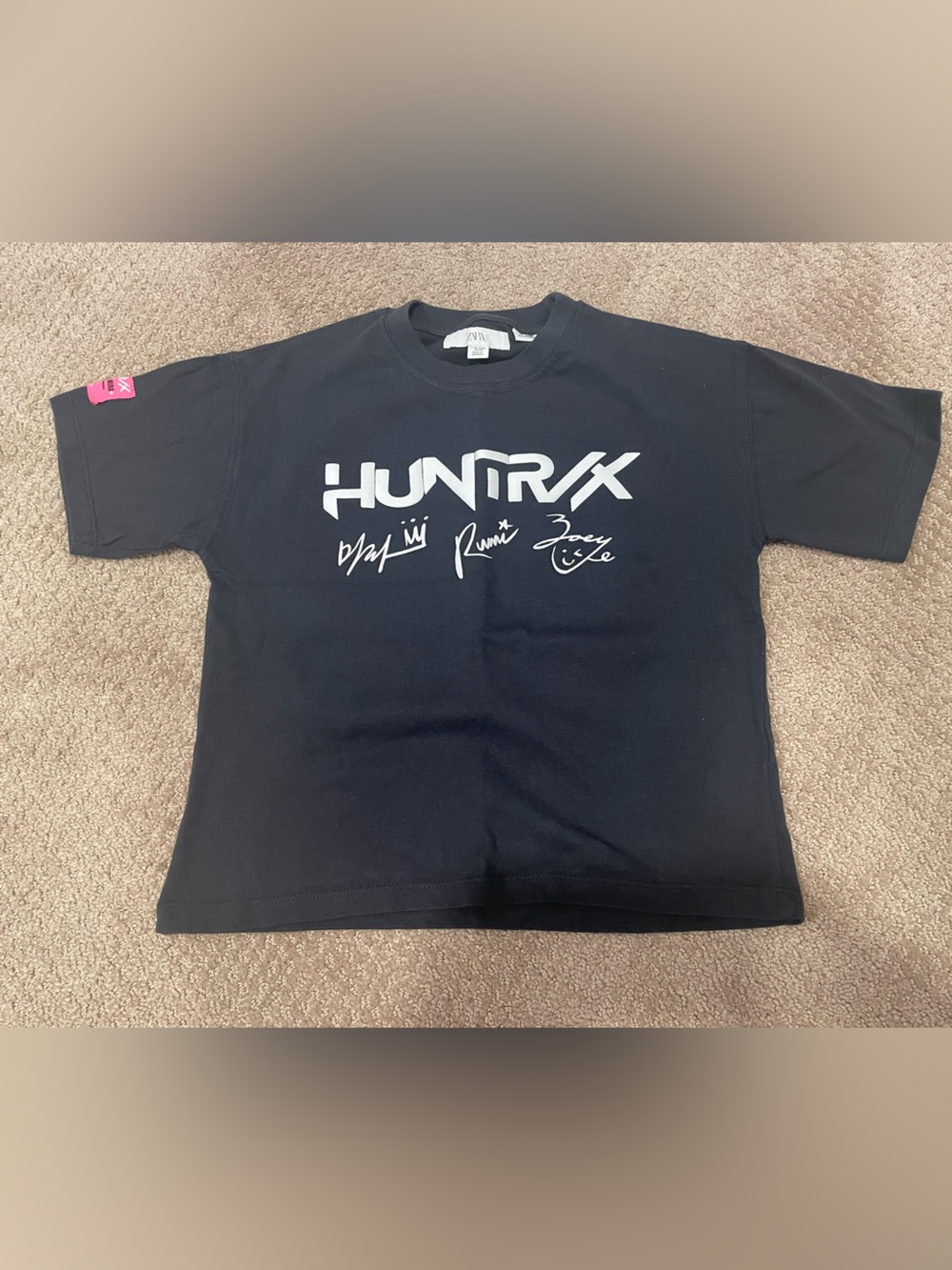 Zara K-Pop Demon Hunters Black Graphic Kids T-Shirt, size 11-12 Years